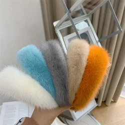 Korean Chic Mink Hair Hoop Internet Celebrity Fur Hair Clip Real Hair Accessories Temperament Fur Wide-Brimmed Headwear Winter