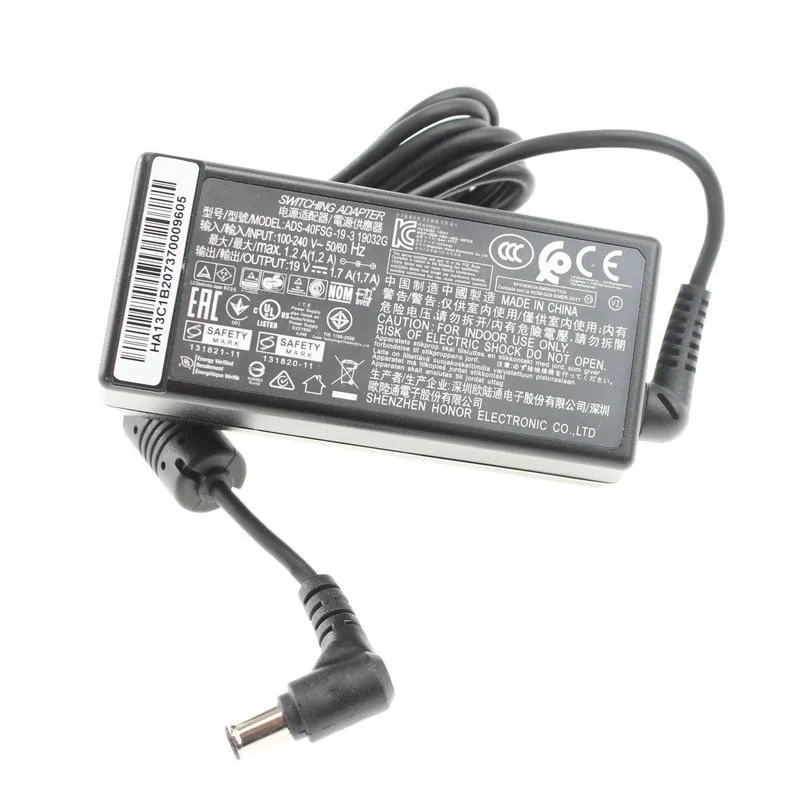 Original AC Adapter 19V 1.7A 32.3W 24TL510V 47-63HZ Charger for LG 22MT47D Personal TV MT47D 22MT47D-PZ 22