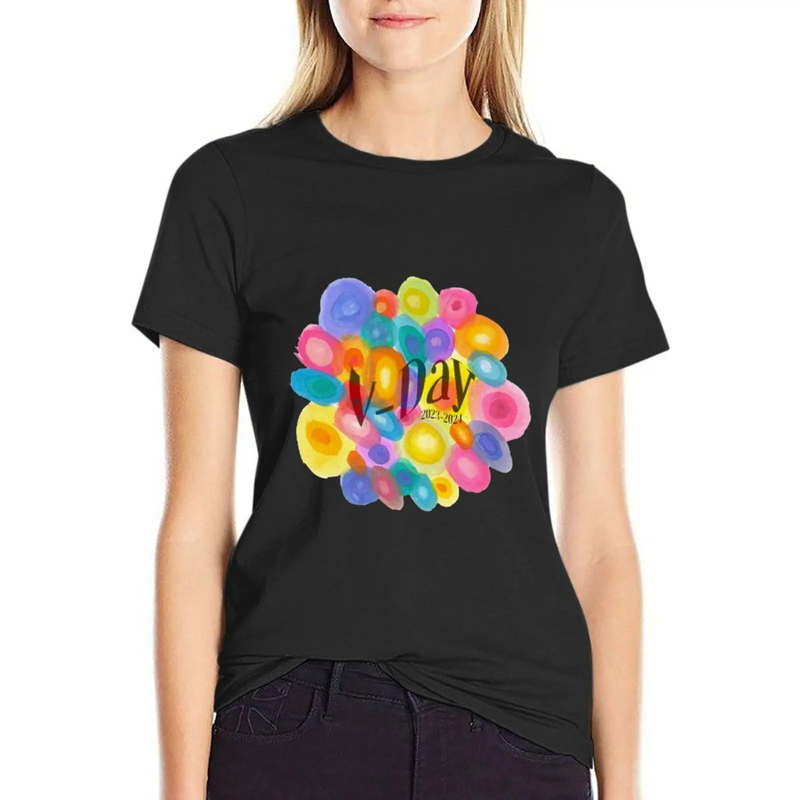 

VDAY 2023-2024 Black Shirts and Hoodies T-Shirt tops plain new edition sweat t shirts for Women loose fit