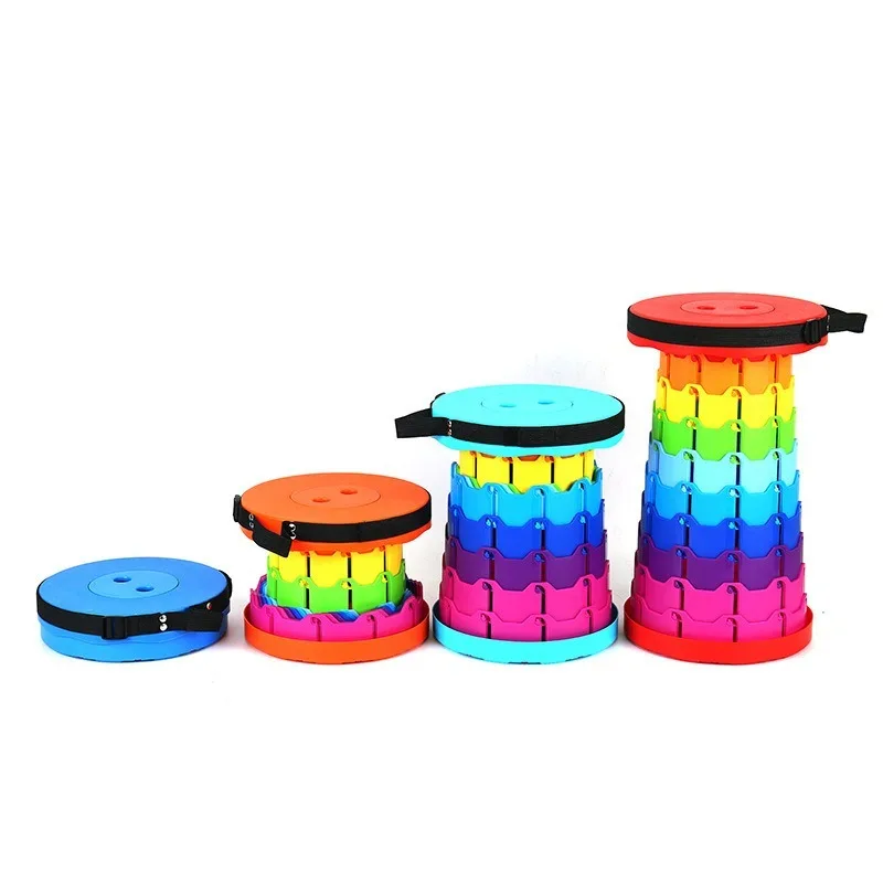 

Rainbow Folding Stool Portable Chair Adjustable Stretchable Fishing Saves Space Durable Travel Camping Storage Convenient