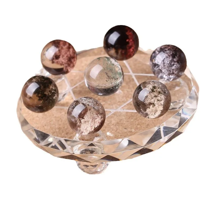 Natural Green Ghost Seven Stars Array Ornament, Green Ghost Cornucopia Ornament Natural Crystal Rough Stone Polished