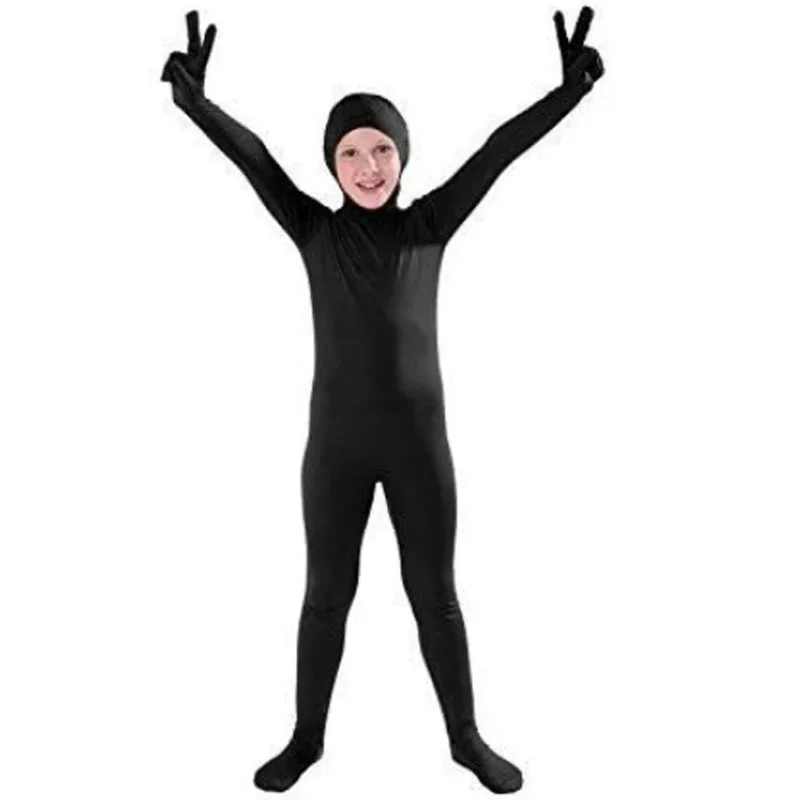 Children Leotards Stage Performance Costume Ninja Invisible Man Tights Stage Black Man Invisible Cloak