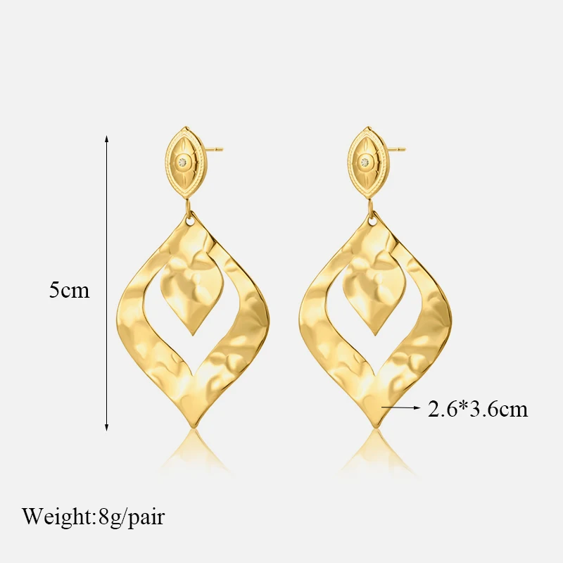 GANPUP 316L Edelstahl Metall Blumen Blätter Tropfen Ohrringe Für Frauen 18K Gold Überzogene Tägliche Wasserdichte Schmuck Zubehör – Detail 9