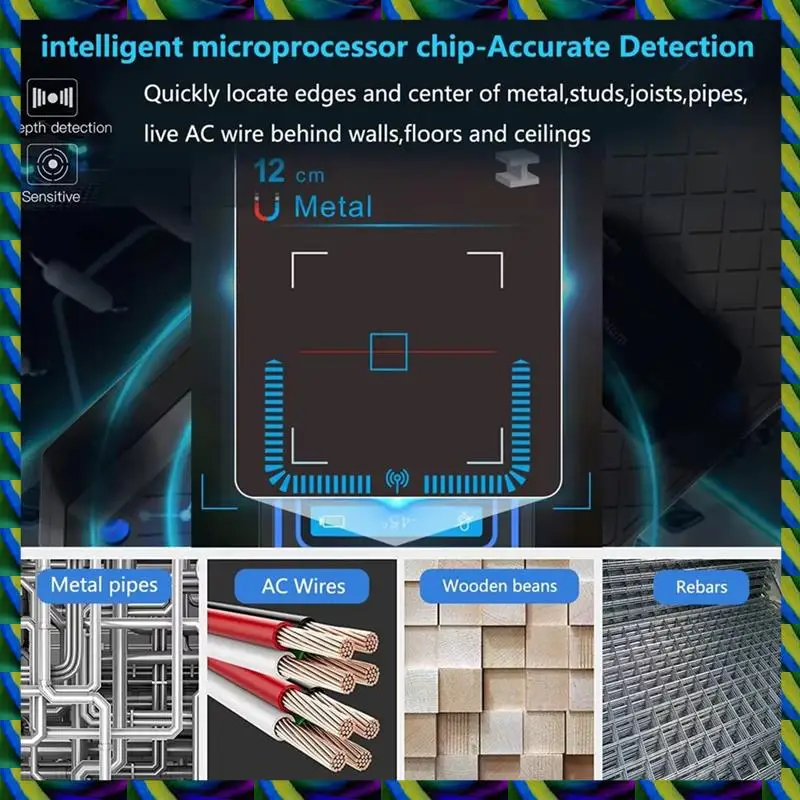 Ежедневный настенный металлоискатель NF-518, ЖК-дисплей с позиционирующим отверстием для живого кабеля переменного тока, провода, металлическая деревянная шпилька