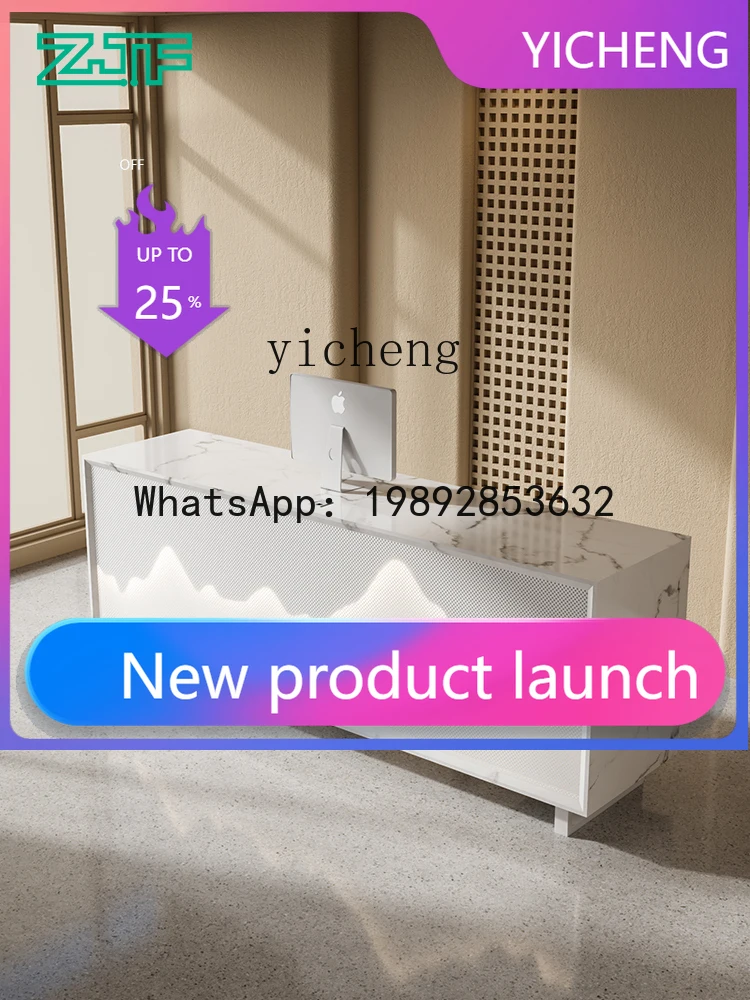 H3-30 Reception Desk New Chinese Style Simple Modern Service Desk Stone Luminous Checkout Page Counter