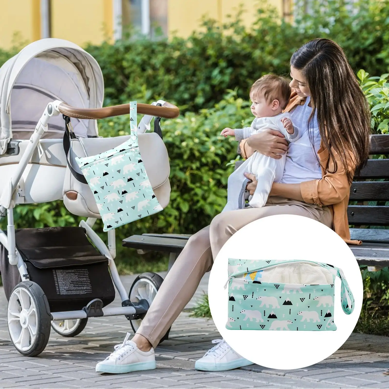 

Wet Bag 2 Pieces Washable Reusable Baby Diapers Organizer Washable Storage Bags For Swimming Camping Travel Gym Workout