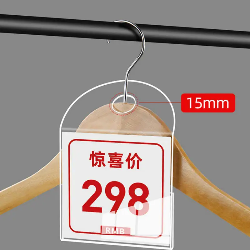 10pcs Transparent Acrylic Price Tag Holder Clothing Store Price Display Board 10×10cm Card Holder Hanging Price Label Flip Chart - view 3