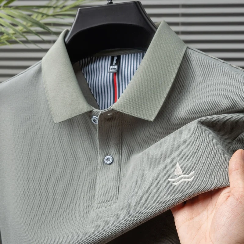 

Men's Fitness Casual Sports T-shirt Gym Running Sports Elastic Short-sleeved Polo Shirt Lapel Top Men's Slim Fit T-shirt