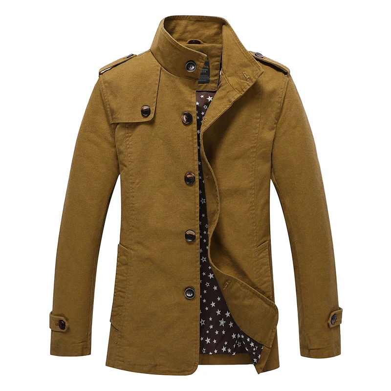 

Бесплатная доставка, новый деловой повседневный плащ для мужчин, длинный воротник-стойка, куртка в стиле милитари, ветрозащитная рабочая одежда, весна-осень