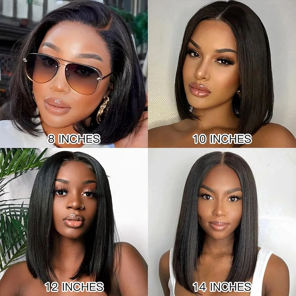 شعر مستعار بدون صمغ شعر طبيعي مفرود الباروكات 4X4 HD الدانتيل الشفاف الجبهة بوب غلويليس الباروكات شعر الإنسان قبل قطعها 2-5 أيام التسليم