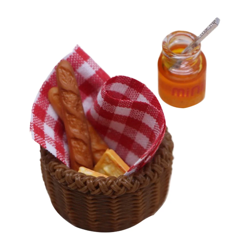 House Ornaments for Kids Bread Basket Model Mini Decoration Condensed Milk