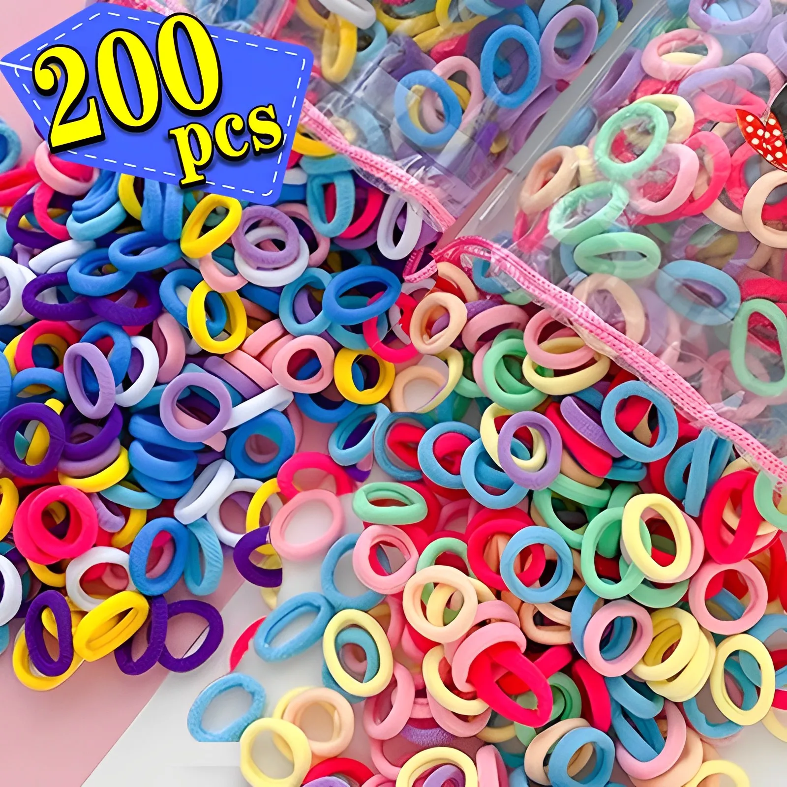 100/200Pcs Children Nylon Elastic Hair Bands Girls Rubber Band for Kids Scrunchie Hair Ties Clips Headband Baby Hair Accessories