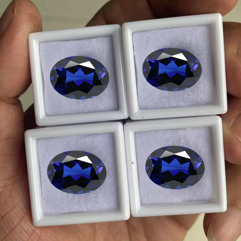 

Premium Box Blue Sapphire Large Oval Faceted Cut Test Blue Stone For Gem Collection/Jewelry Making Stone Mohs Hardness Gems