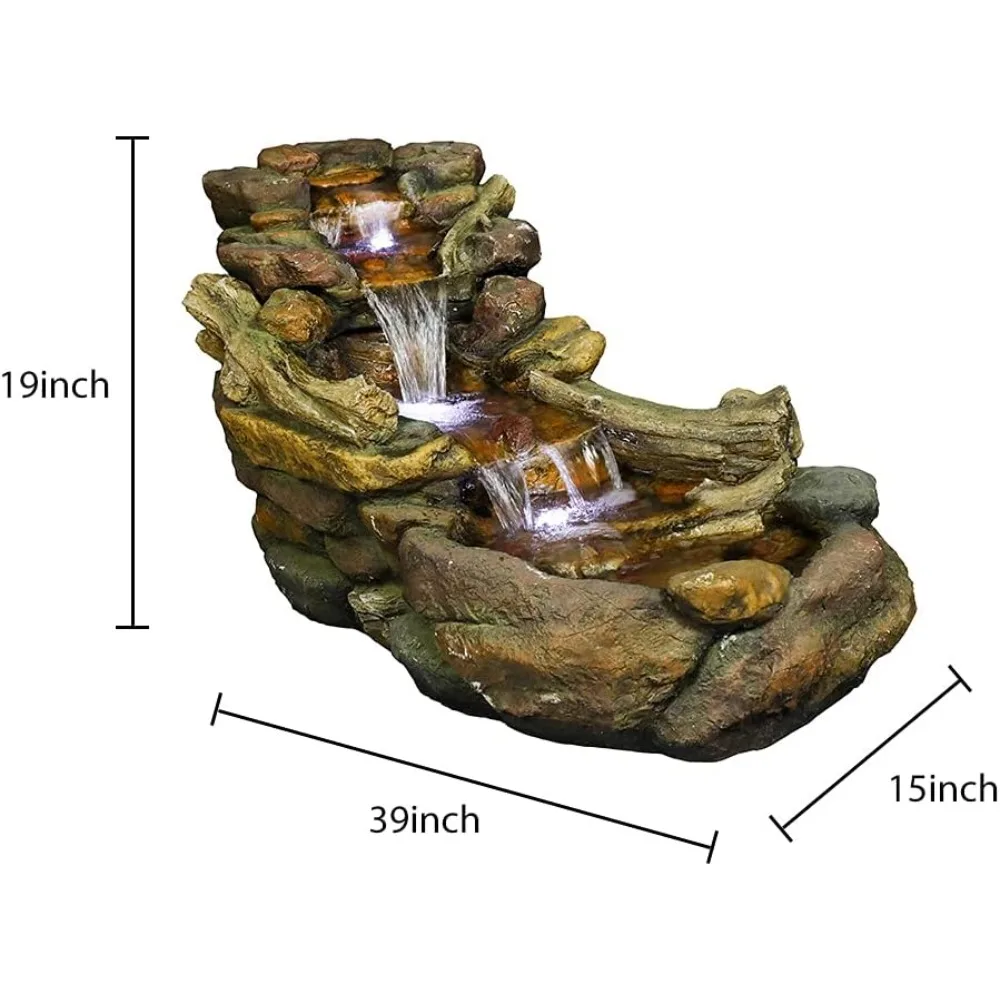 Outdoor Rock Water Fountain with LED Lights-39