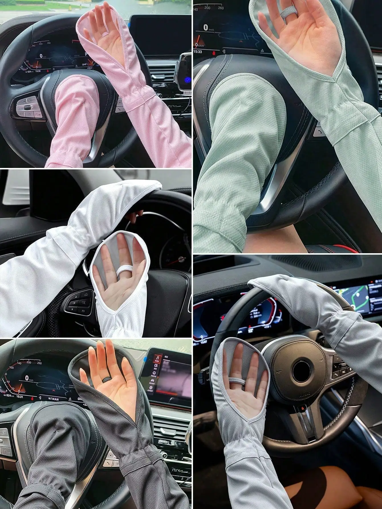 1 Pair Summer Driving Arm Sleeves (Loose Version), Breathable Cooling Sleeve Covers, Available In Gray/Blue/Pink/Black/White, Sun Protection Fingerless Gloves, Loose Fit For Women Driving, Cycling, Ca image 5