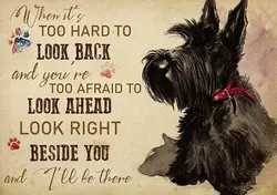 Metal Sign Scottish Terrier When It's Too Hard to Look Back Retro Sign Vintage Aluminum Tin Sign For Home Office Cafeb