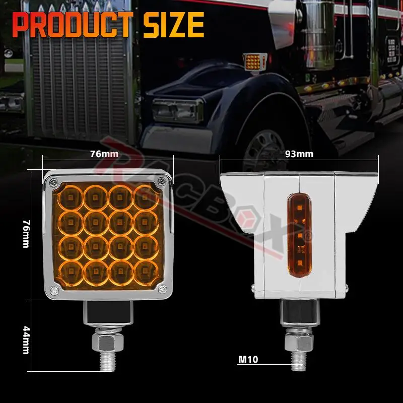 35 LED Double Face Turn Signal Lights 12V 24V Truck Trailer Square Side Marker Tail Lamp Amber Red Flash Light for Scania Volvo