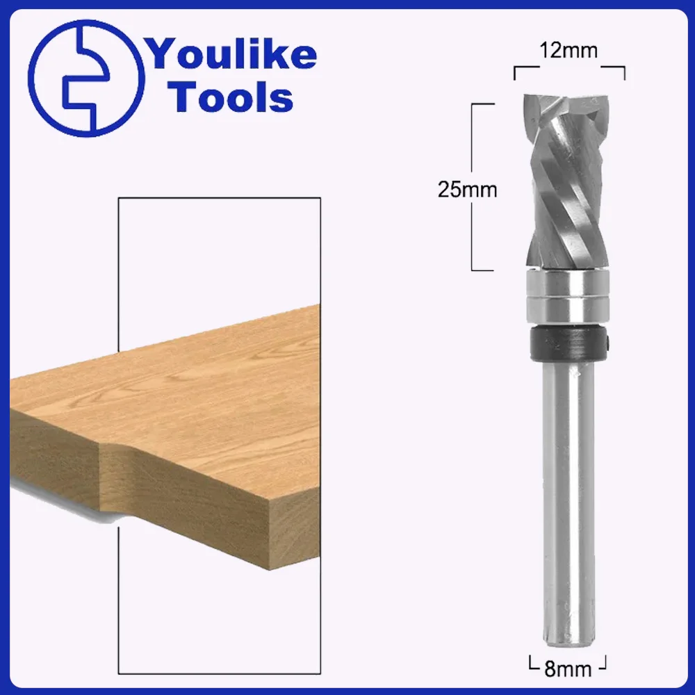 Top Lager Ultra-Prestaties Compressie Flush Trim Router Bit Mill 8mm Schacht Vhm CNC Bit Spiraal Flush router Tool