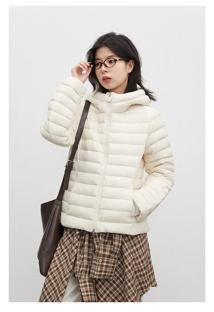 CHIC VEN Women's Down Coats Solid Hooded Female 90 White Down Jacket Slim Lightweight Warm Casual Overcoat Autumn Winter 2026