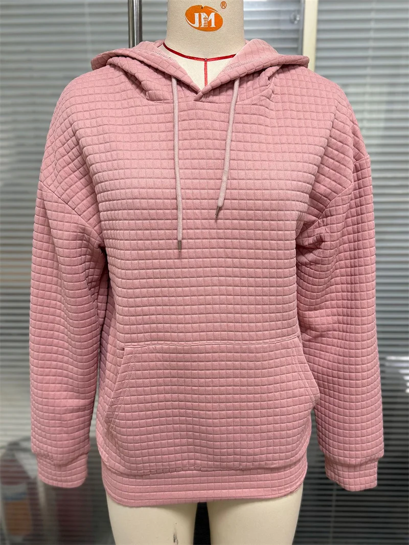 2025年秋 ゴシックスタイル カジュアル 無地 フード付き ポケット付き ルーズ 長袖 スウェットシャツ レディース ファッション スポーツ パーカー Y2K スウェットシャツ