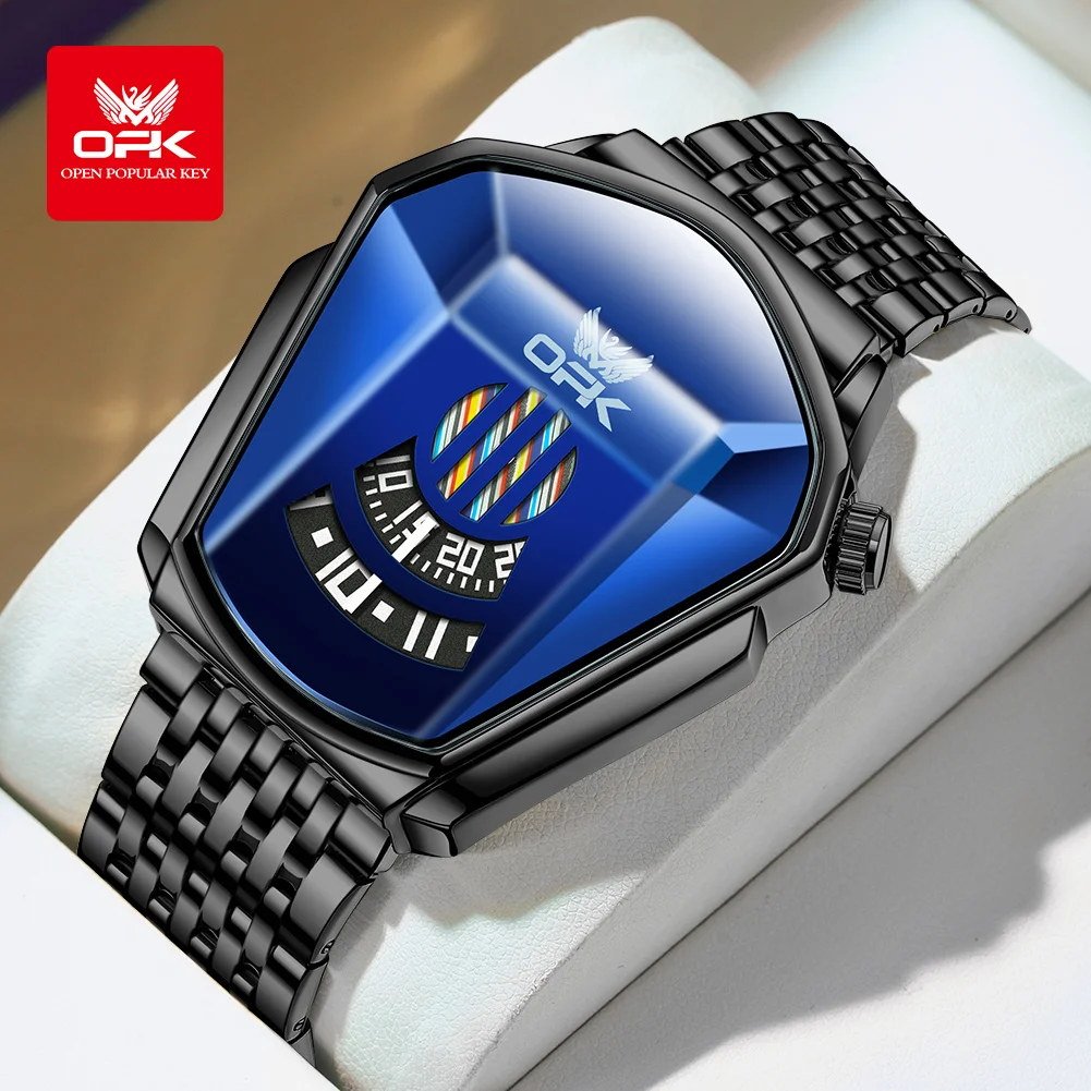 OPK 8172 Men's Fashion Quartz Wristwatch Seconds Hands Design 48mm Large Dial Waterproof Hand Clock Fashion Business Man Watch