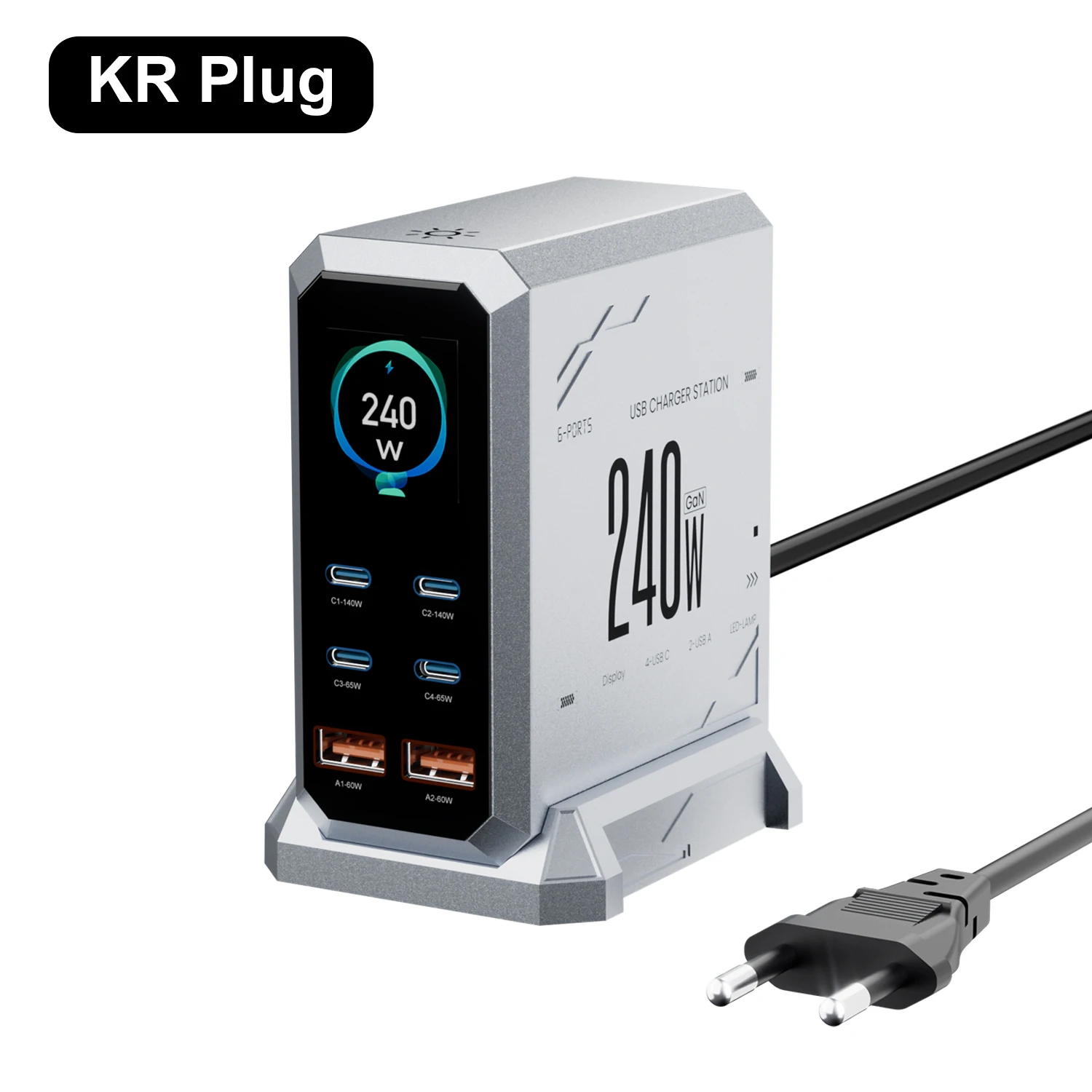 240 W GaN-Ladegerät 6-IN-1 140 W PD3.1 PPS USB Typ C Digitalanzeige Schnellladestation für iPhone 16 15 MacBook Laptops Samsung