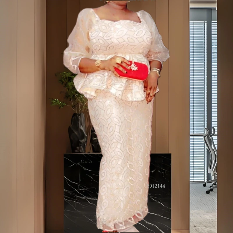 

2026 New Robes Chic 2Piece Sets African Dresses For Women Bodycon Lace Maxi Dress Elegant Wedding Gowns Ankara Africa Long Dress