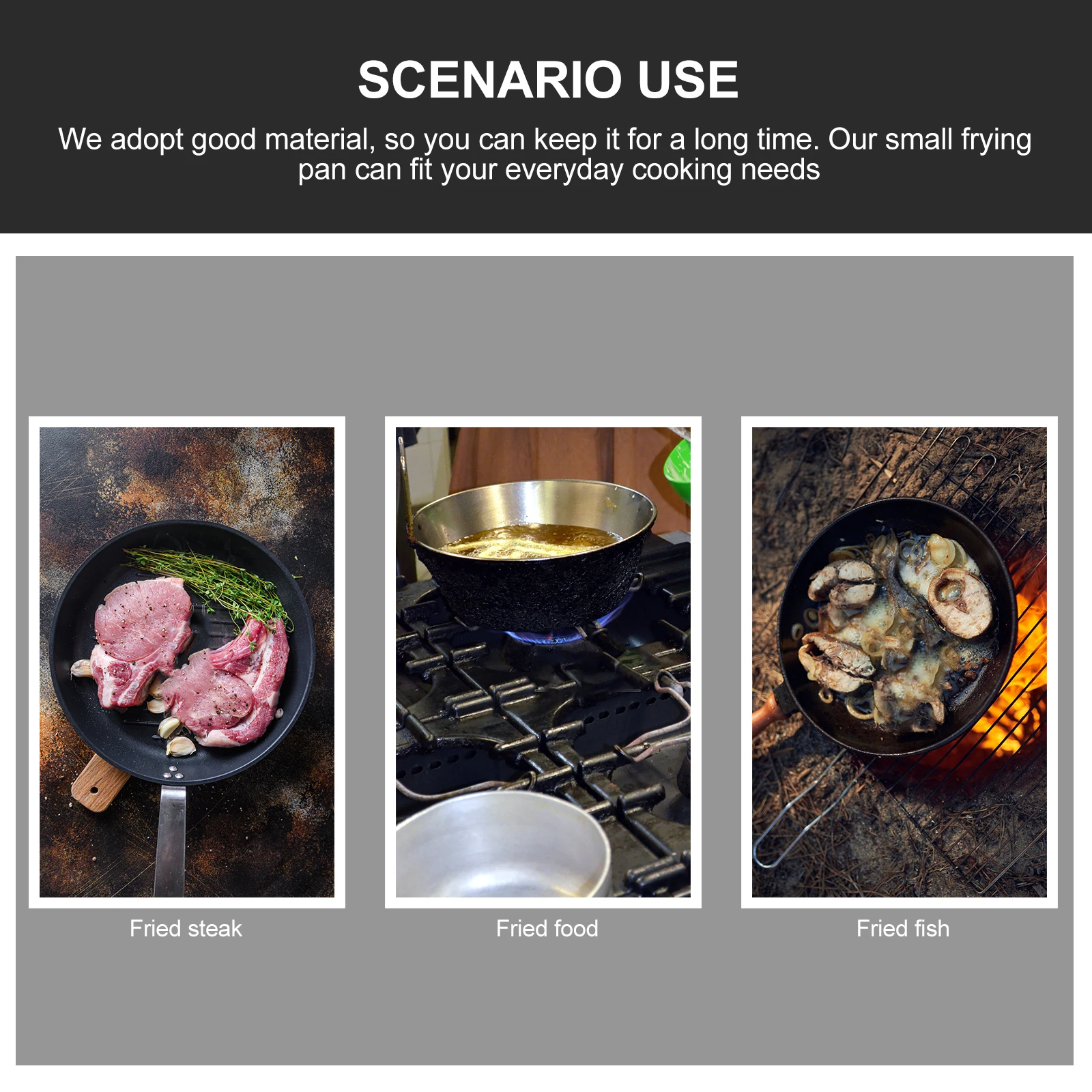 

Mini Cast Iron Skillet Lightweight Heat Resistant Non-Stick Camping Cooking Pot Ergonomic Handle For Outdoor Hiking Picnic Small
