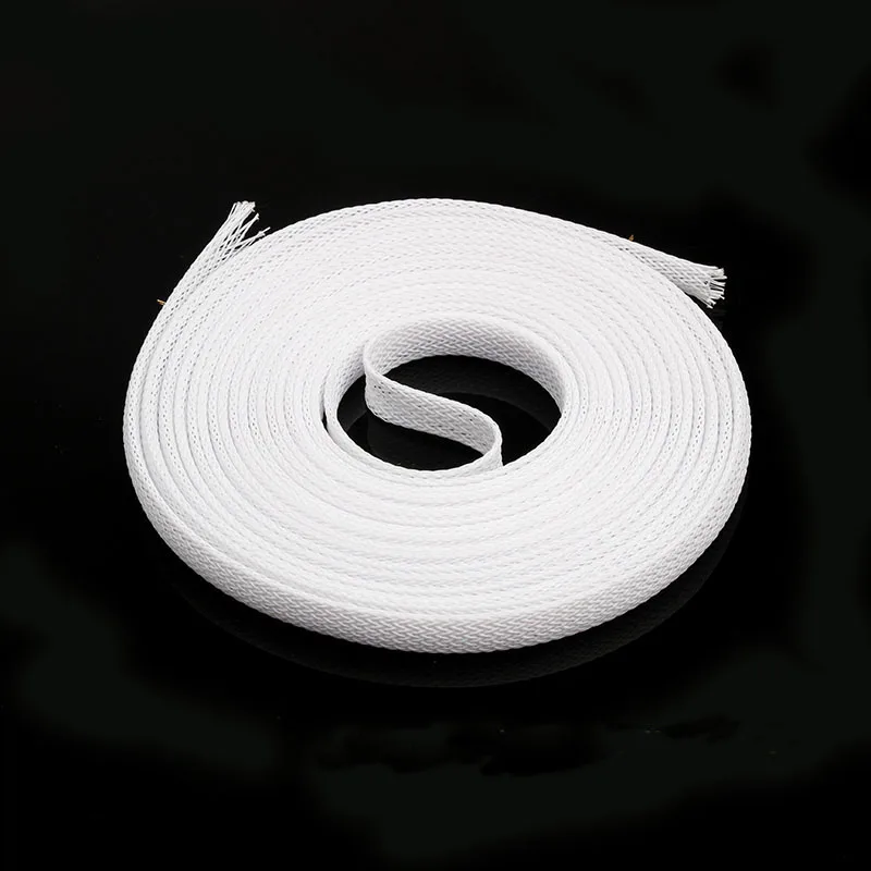 1/5/10/20M Insulated Braid Sleeving White Tight PET Wire Gland Cable Protection Expandable Cable Sleeve Retardant Nylon Tube