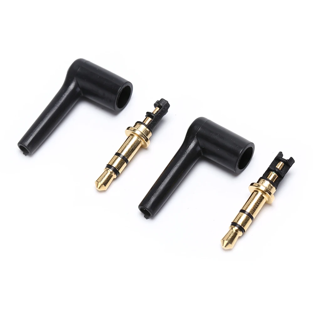 2pcs/lot 90 Degrees stereo headset plug jack 3 4 pole 3.5 Gold Plated Black Audio Plugs Jack Adaptor Connector 3.5mm