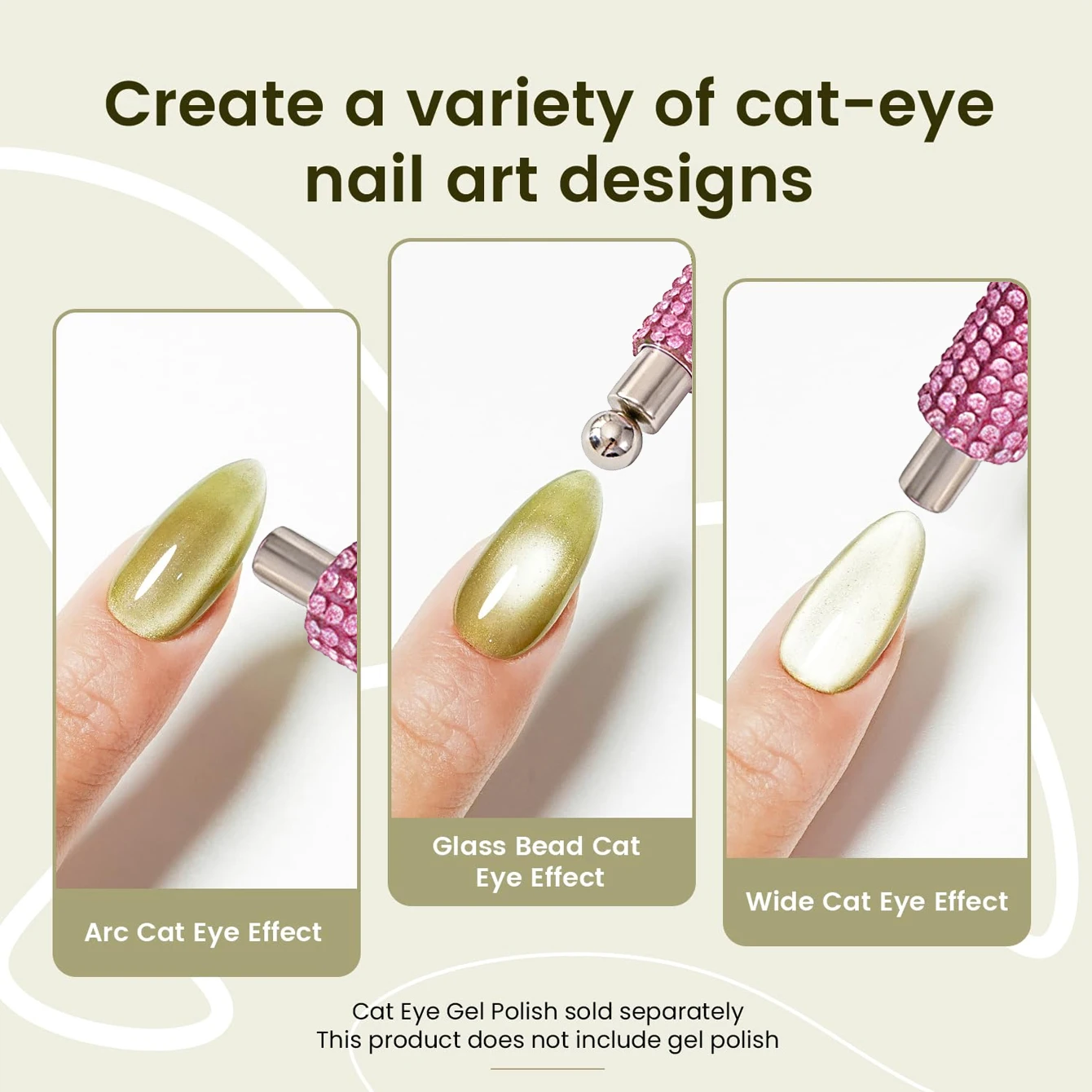 1 Pcs Nail Cat Eye Magnetic Ball With Nail Magnetic Stick Tool Set Double-head Strong Magnet Pen 3D Cat Eye Gel Nail Supplies