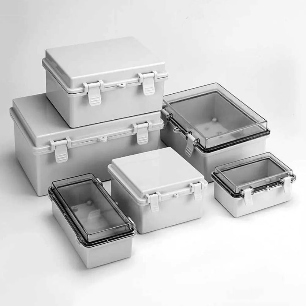 New High Quality Outdoor Sealed Electrical Plastic Enclosure IP66 Waterproof ABS Distribution Box Transparent Cover with Hasp