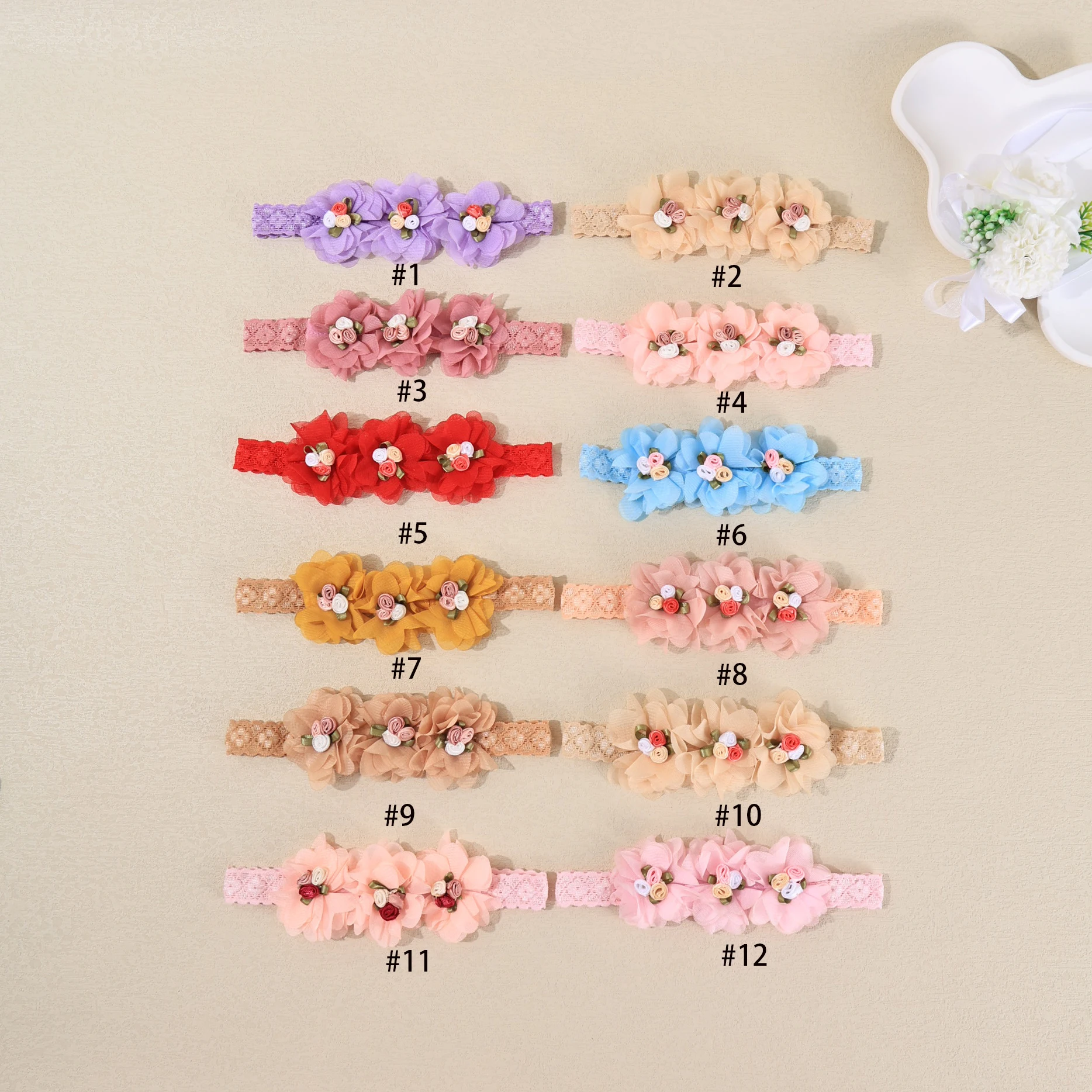 طفلة عقال لطيف مطاطا زهرة طفل رباط شعر الاطفال أغطية الرأس النايلون لينة الوليد العصابات الشعر الأطفال إكسسوارات الشعر #6