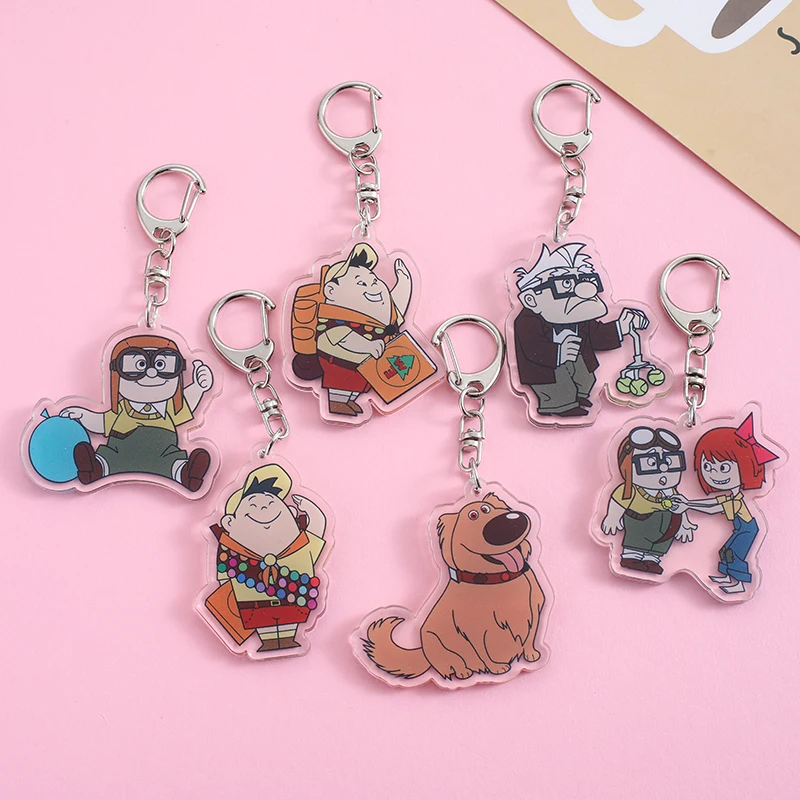 Up Carl Fredricksen Anime Lilo and Stitch Pendant Keychains Holder Car Key Chain Key Ring Mobile Phone Bag Hanging Jewelry Gifts