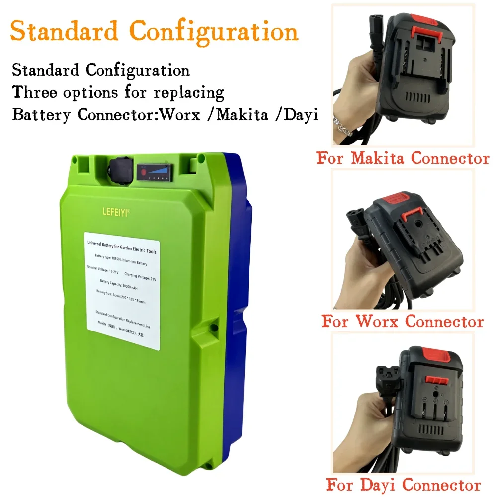 18V~21V 50000mAh 18650 Lithium-Ion Battery Pack For Makita/worx/Dayi Electric Lawn Mower, Hedge Machine, Tea Picker Etc