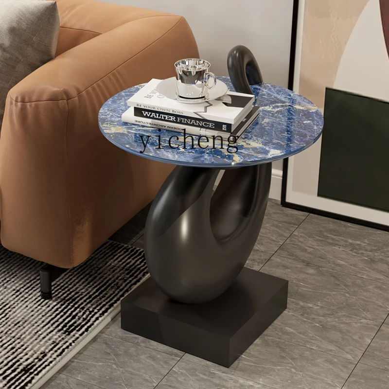 

ZKgeometric artwork edge few creative light luxury high-end sofa corner few French floor-to-ceiling marble ornament fairy garden