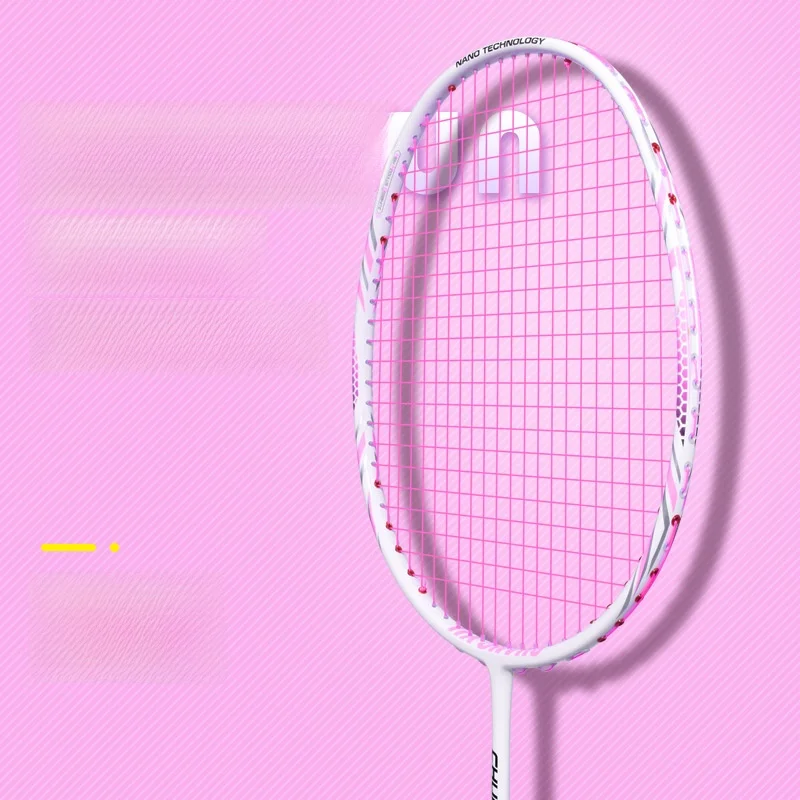ultra-light-carbon-fiber-badminton-racket-for-women-pink-single-racket-easy-to-handle-speed-type-suitable-for-beginners