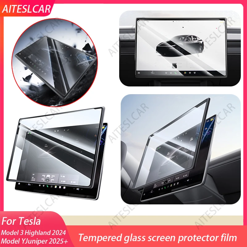 

Защитная пленка из закаленного стекла AITESLCAR для нового Tesla Model Y Juniper 2025 Launch Model 3 Highland 2024, защитная пленка для переднего экрана