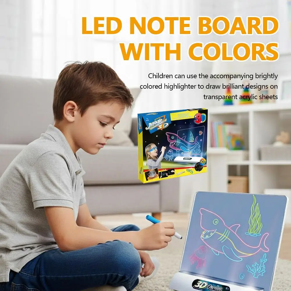 3DマジックLEDお絵かきパッド 子供用 カラフルな宇宙 海 恐竜 光るお絵かきボード 知育玩具 クリエイティブおもちゃ 成長する遊び相手