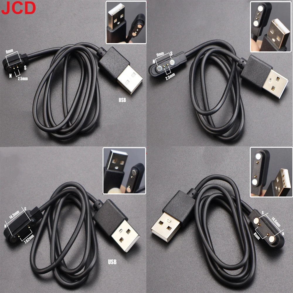 1PC Magnetic Charge Charging Cable For Smart Watch For 2/4Pin 2.5/2.8/3/4/7.62/8/9mm Distances USB Type-C Power Charger Cables