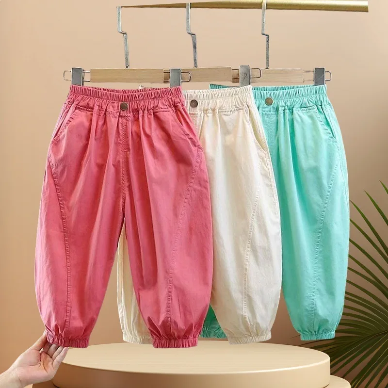 Spring Summer Mosquito Resistant Pants Toddler New Casual Loose Trousers Solid Color Pants Outer Wear Boys Girls Versatile Pants