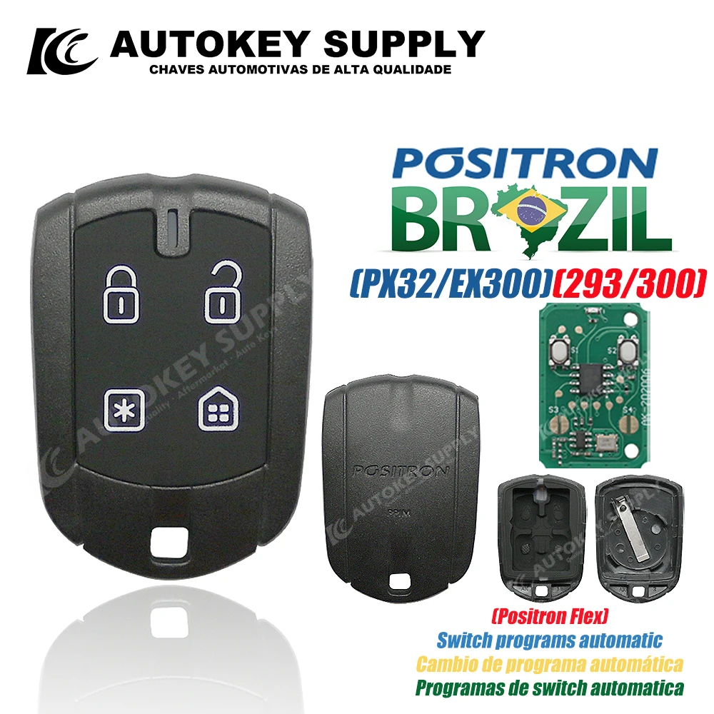 

For Brazil Positron Flex (PXN52) Alarm System, Remote Key - Double Program (293/300) AKBPCP126AT / AKBPCP152AT AutokeySupply