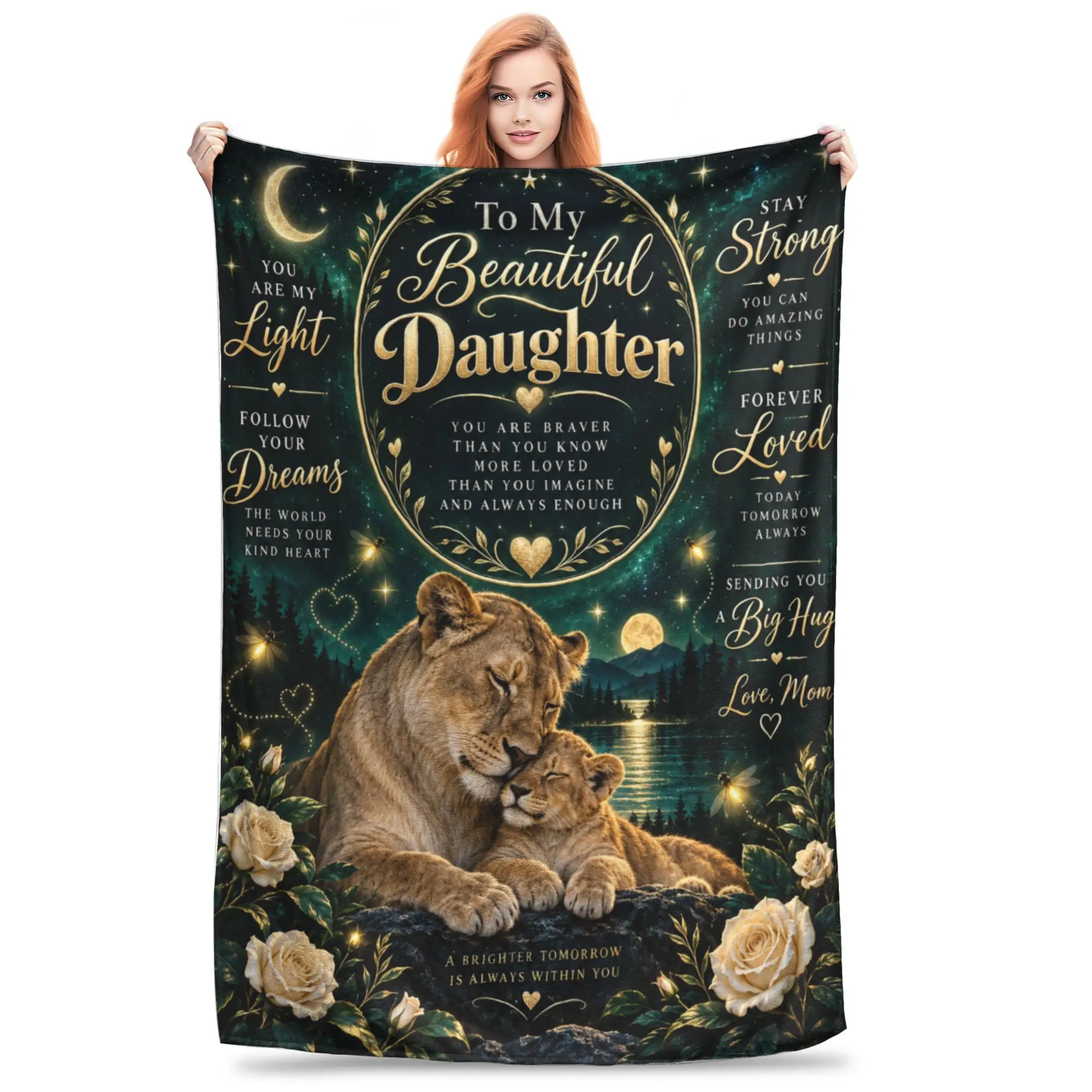 1PC Home Lion & Lioness Poster Thanksgiving Gifts Blanket Throw Super Cosy Plush Living Room Sofa