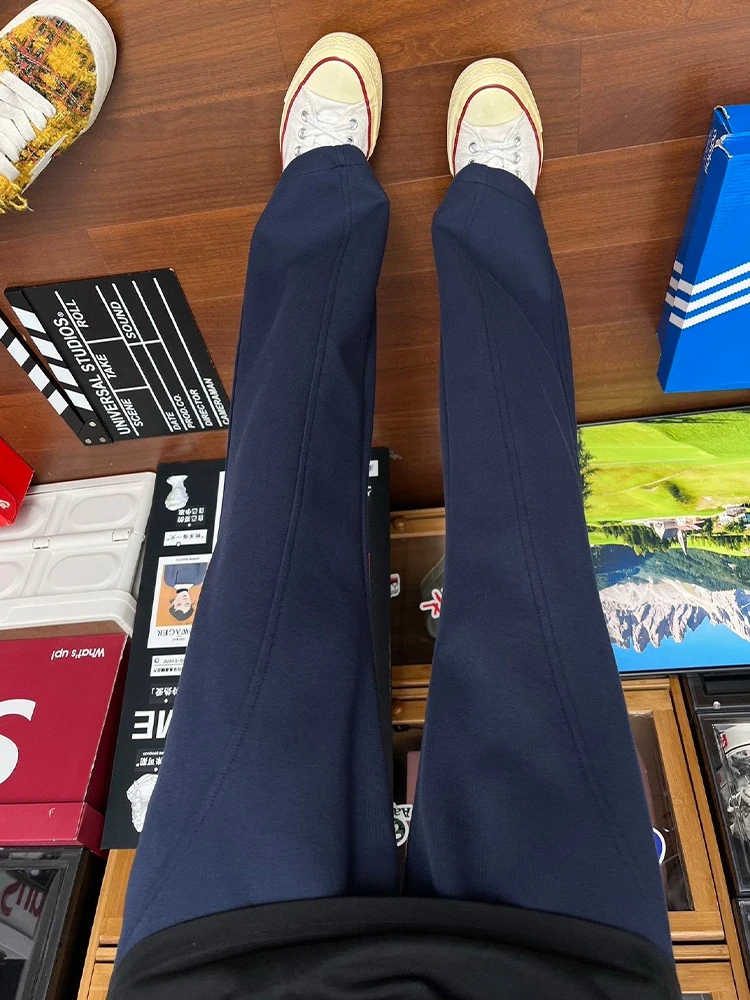 

Мужские спортивные брюки American Sle Bell Bot: осенние прямые повседневные брюки в стиле High Street, драпированные синие джинсы