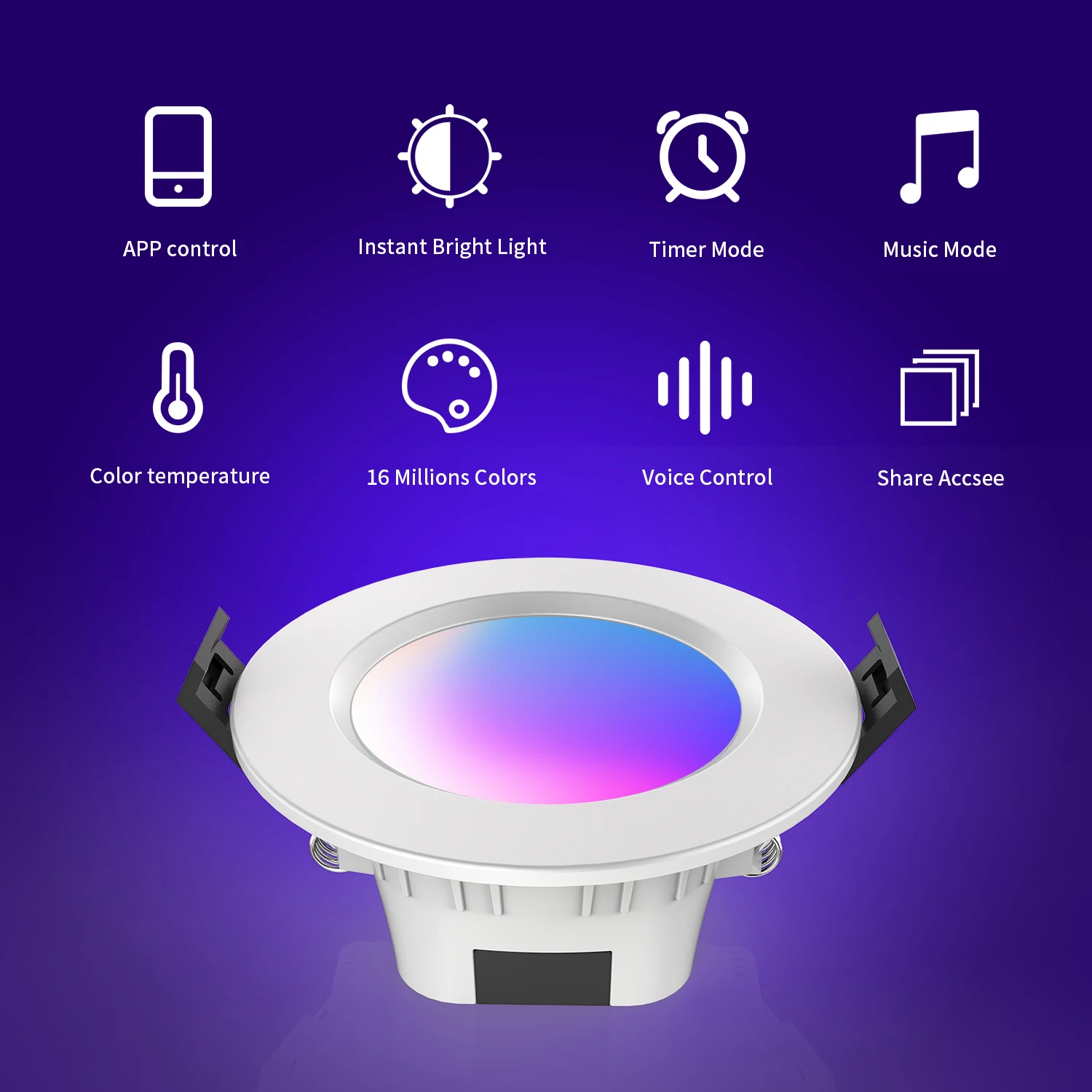 MARPOU WiFi Smart LED Downlight  5W 9W 15W Tuya Wifi Recessed Ceiling Led Spot Light RGB Dimmable Voice Control for Home Dec