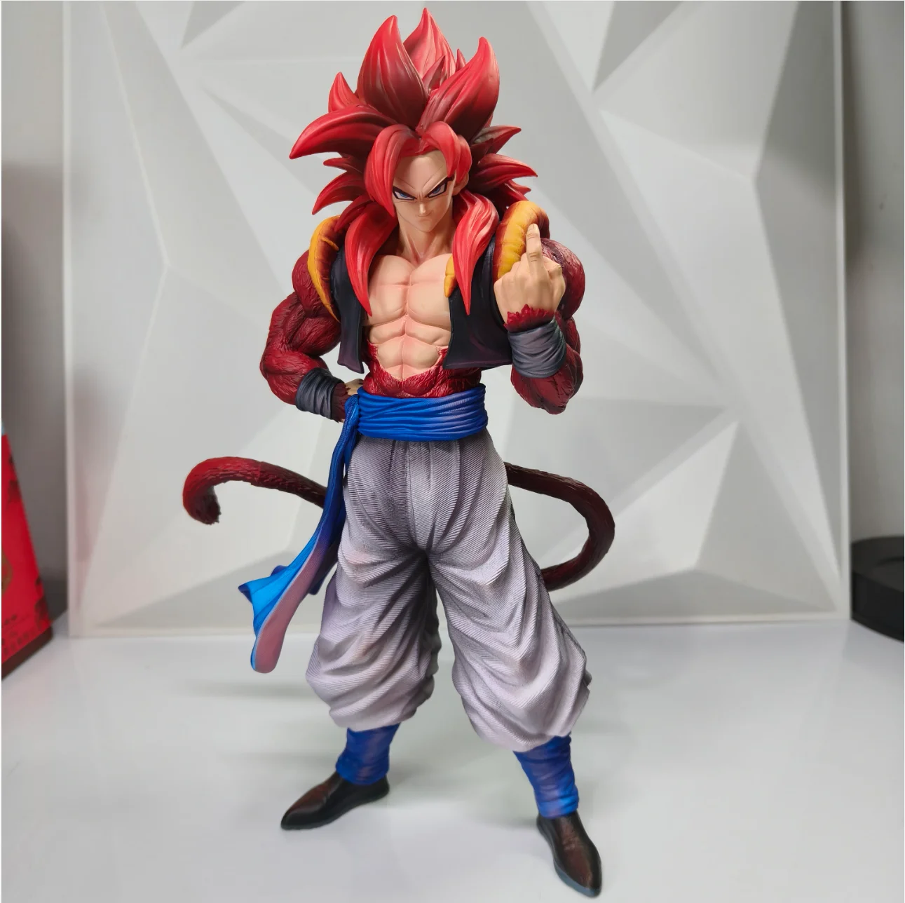 

Hot 30cm Dragon Ball Anime Figure Np Super Saiyan Ss4 Gogeta Desktop Computer Ornaments Trendy Christmas Xmas Gifts
