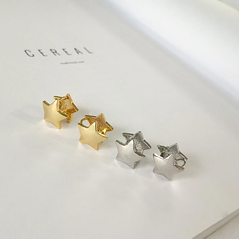 Peri'sBox 4 Designs Round Ball Geometric Earrings Textured Earrings for Women Star Earrings Basket Huggie Earrings 2019 image 5