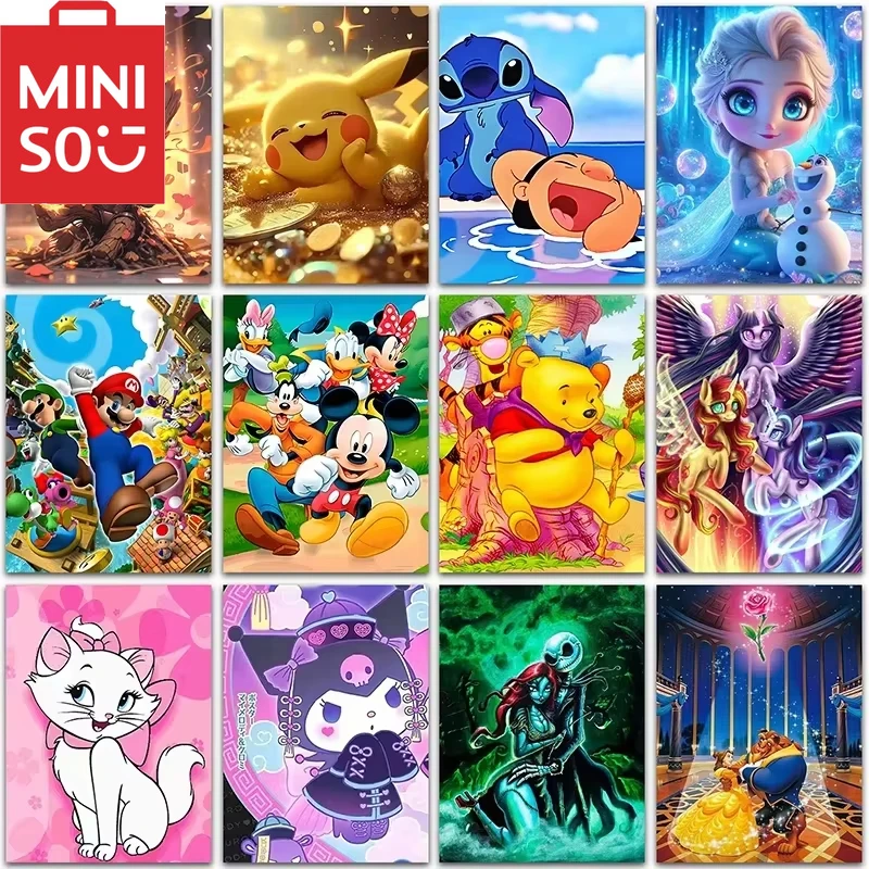 

MINISO Наборы для рисования маслом по номерам Дисней, Марио, замороженный, Микки Маус, рисунок по номерам, картины по номерам, домашний декор