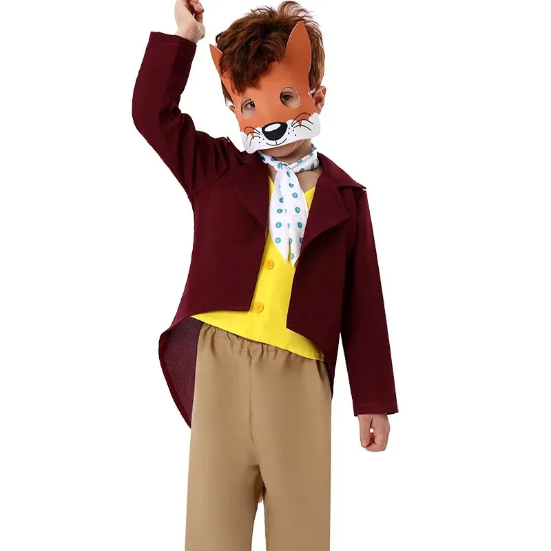

Cartoon Character Cosplay Lovely Fox Costume Brown suit with mask Halloween Kid fox Dad costume Carnival Outfit