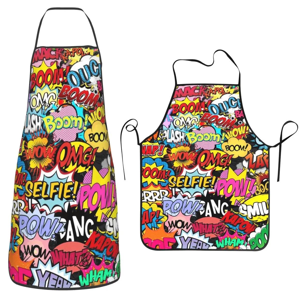 Fun Street Graffiti Comic Pop Art Apron Chef Cooking Tablier Sleeveless Bib Kitchen Cleaning Pinafore for Women Men Painting